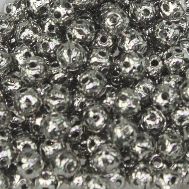 100 pcs of Rhodium Plated Filigree Round Beads Spacer - 4mm