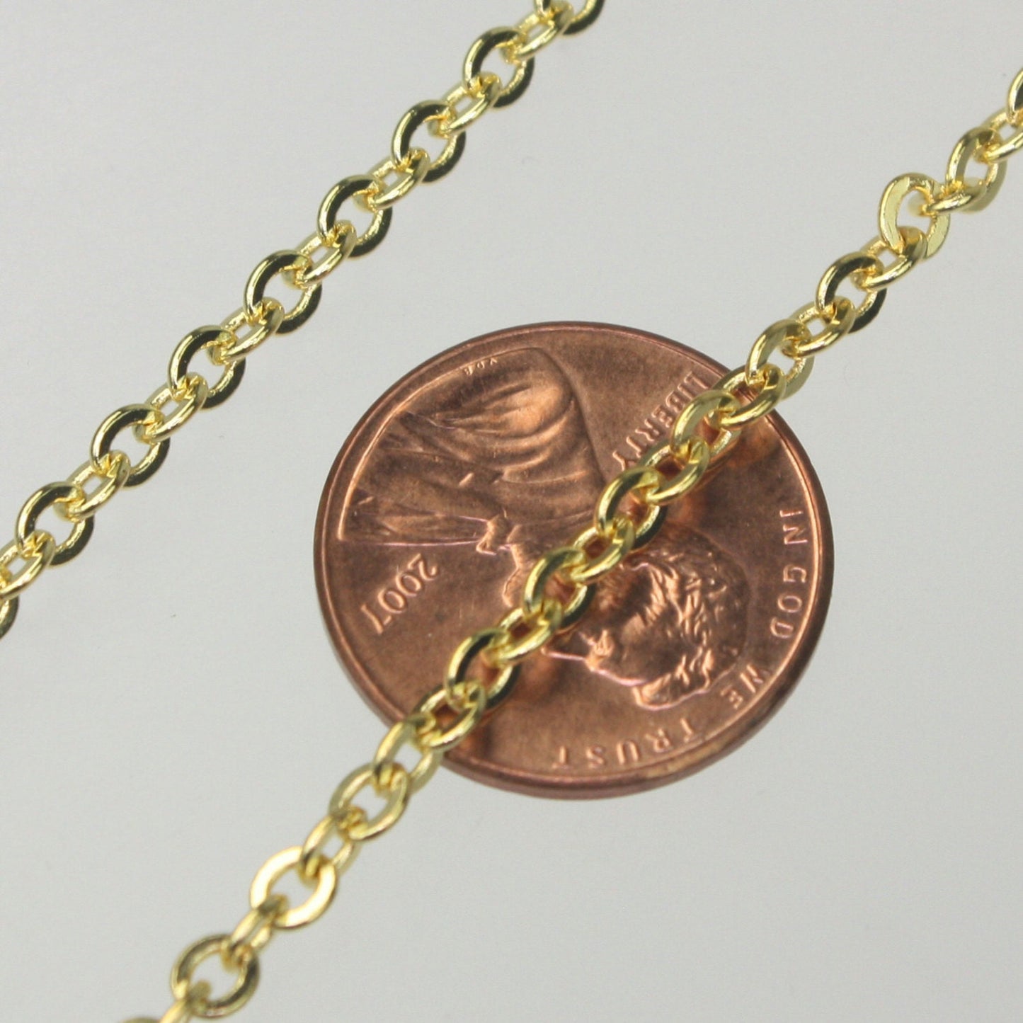 100 ft spool of Gold Plated Flat ROUND Soldered Cable Chain - 3.4x3.4mm SOLDERED Link -  3434F