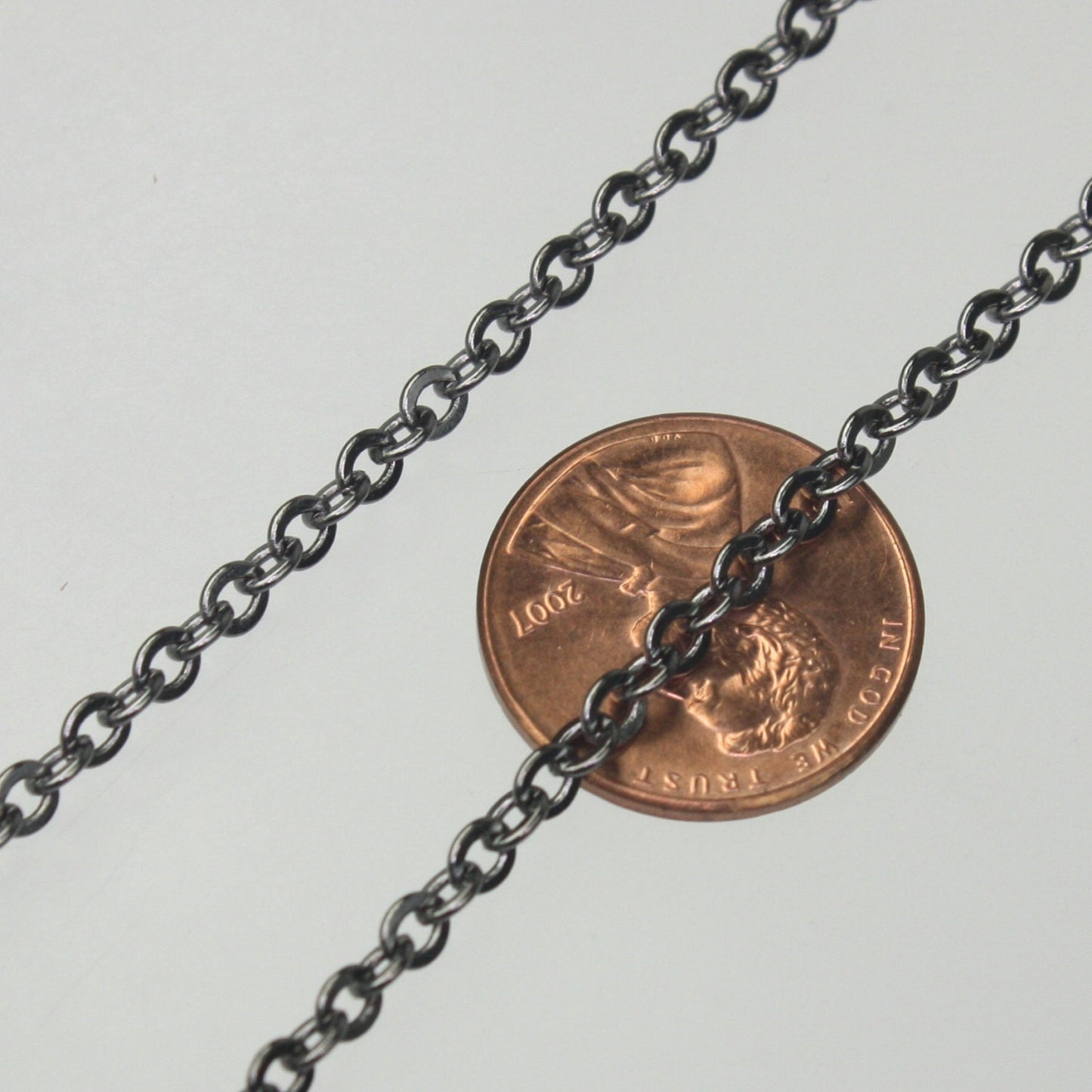 10 ft spool of Gunmetal Flat ROUND Soldered Cable Chain - 3.4x3.4mm SOLDERED Link -  3434F