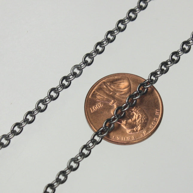 10 ft spool of Gunmetal Flat ROUND Soldered Cable Chain - 3.4x3.4mm SOLDERED Link -  3434F