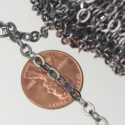NEWnew 32 Ft of Gunmetal Flat Cable Sturdy SOLDERED Heavy Chain 4X5mm 22Gauge - 45F