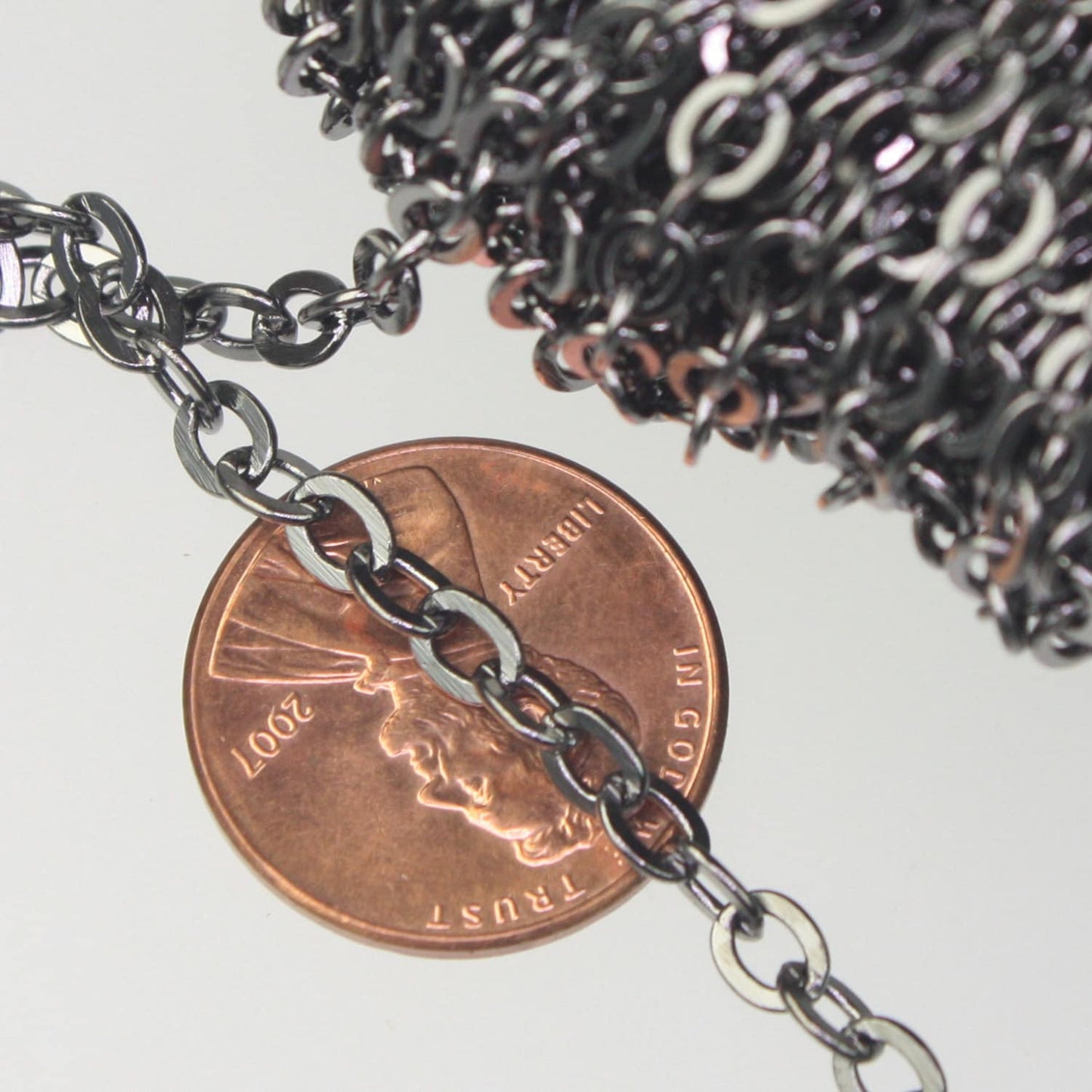 10 feet of Gunmetal Flat Cable Sturdy SOLDERED Heavy Chain 4X5mm 22Gauge - 45F