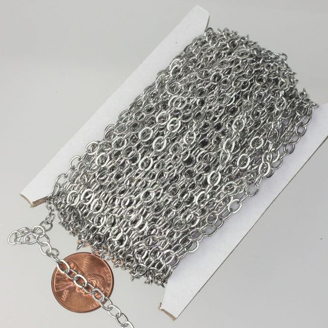 NEWnew 10ft of Rhodium Plated Flat Cable Sturdy SOLDERED Heavy Chain 4X5mm 22Gauge - 45F