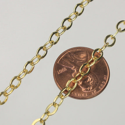 SAMPLE 3ft of Gold Plated Flat Cable Sturdy SOLDERED Heavy Chain 4X5mm 22Gauge - 45F