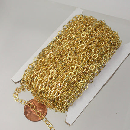32feet Gold Plated Flat Cable Chain - 4X5mm 22Gauge 22G Sturdy SOLDERED Link - Heavy Chunky Chain - 45F