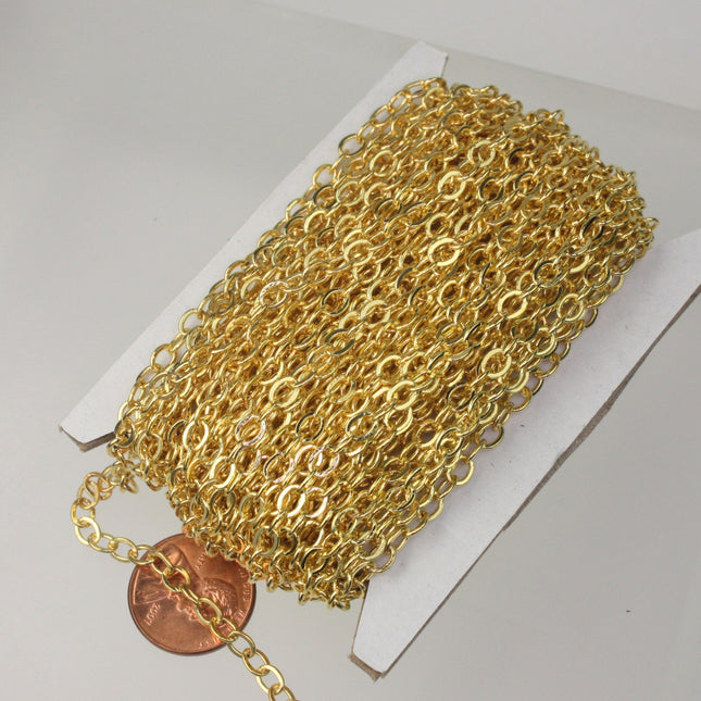SAMPLE 3ft of Gold Plated Flat Cable Sturdy SOLDERED Heavy Chain 4X5mm 22Gauge - 45F