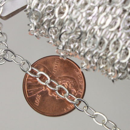 NEWnew 10ft of Silver Plated Flat Cable Sturdy SOLDERED Heavy Chain 4X5mm 22Gauge - 45F