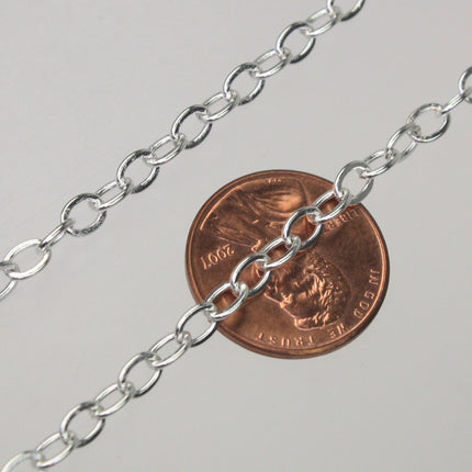 NEWnew 32 Ft of Silver Plated Flat Cable Sturdy SOLDERED Heavy Chain 4X5mm 22Gauge - 45F