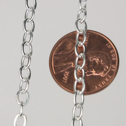 32 Ft of Silver Plated Flat Cable Sturdy SOLDERED Heavy Chain 4X5mm 22Gauge - 45F