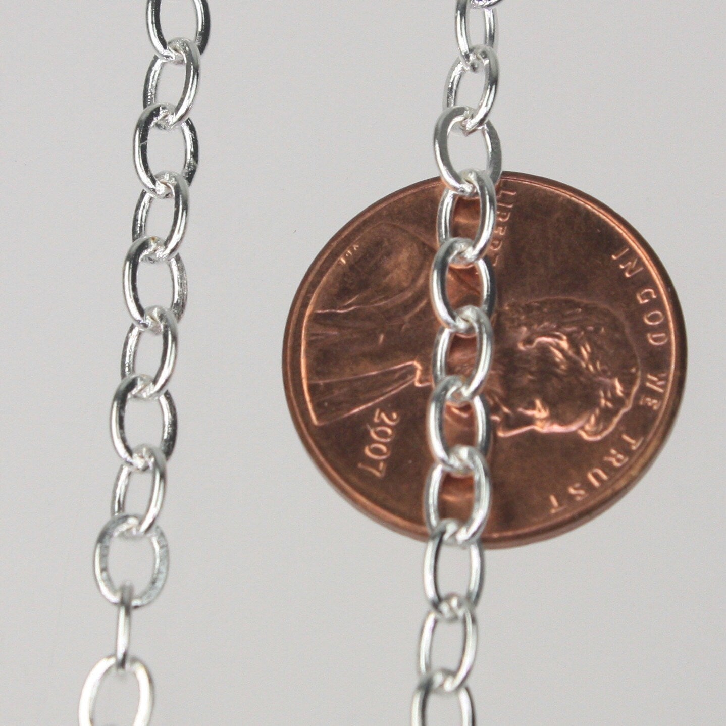 NEWnew 32 Ft of Silver Plated Flat Cable Sturdy SOLDERED Heavy Chain 4X5mm 22Gauge - 45F