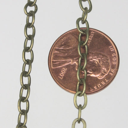 10 feet Antiqued Brass Bronze FLAT Cable Chain - 4X5mm 22Gauge 22G (0.6mm) Very Sturdy SOLDERED Heavy Chain - 45F