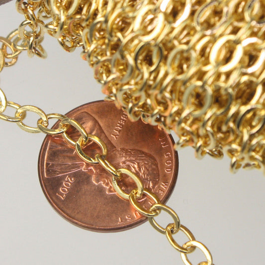 SAMPLE 3ft of Gold Plated Flat Cable Sturdy SOLDERED Heavy Chain 4X5mm 22Gauge - 45F