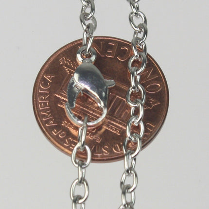 5 pcs of Ready to wear Rhodium Plated Cable Chain Necklace with Lobster Clasp - 24inch(60cm) - NEC07S-24