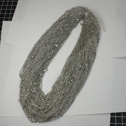 5 pcs of Ready to wear Rhodium Plated Cable Chain Necklace with Lobster Clasp - 24inch(60cm) - NEC07S-24