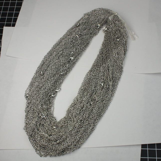 5 pcs of Ready to wear Rhodium Plated Cable Chain Necklace with Lobster Clasp - 24inch(60cm) - NEC07S-24