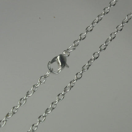 5 pcs of Ready to wear Silver Plated Cable Chain Necklace with Lobster Clasp - 24inch(60cm) - NEC07S-24