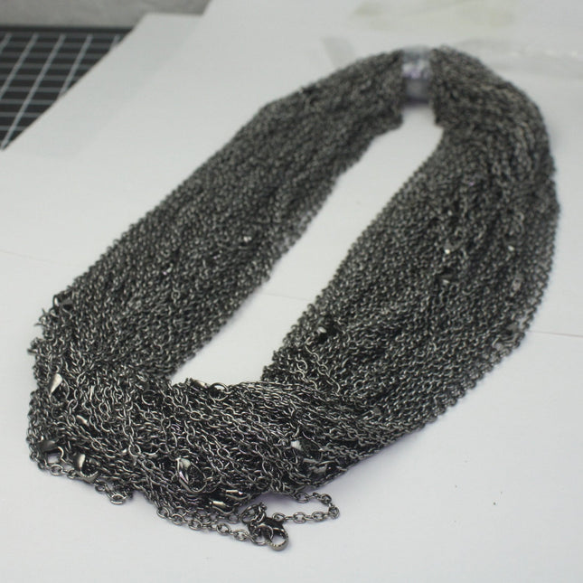 5 pcs of Ready to wear Gunmetal Cable Chain Necklace with Lobster Clasp - 24inch(60cm) - NEC07S-24
