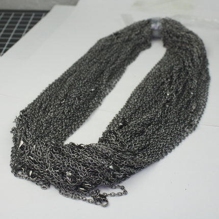Wholesale Lot Sale 50 pcs of Ready to wear Gunmetal Cable Chain Necklace with Lobster Clasp - 24inch(60cm) - NEC07S-24