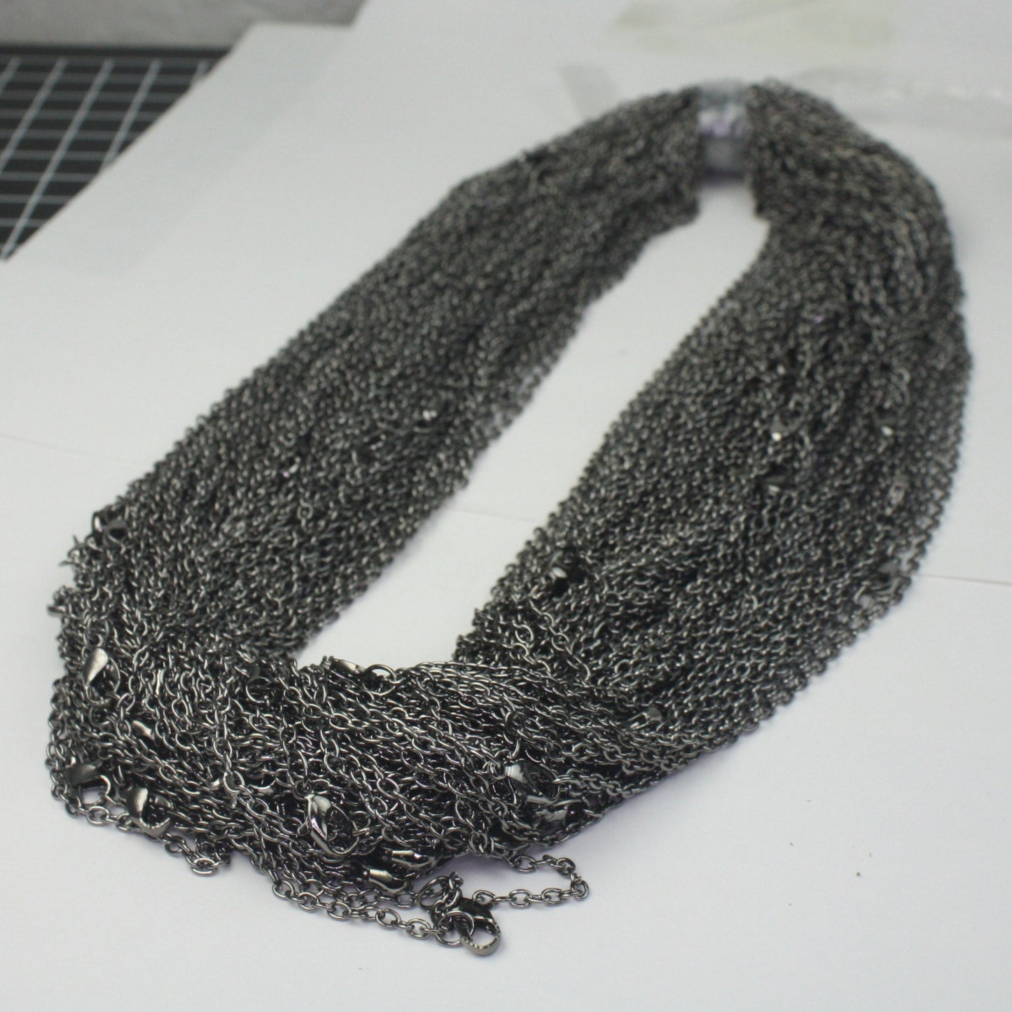 Wholesale Lot Sale 50 pcs of Ready to wear Gunmetal Cable Chain Necklace with Lobster Clasp - 24inch(60cm) - NEC07S-24