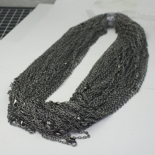 Wholesale Lot Sale 50 pcs of Ready to wear Gunmetal Cable Chain Necklace with Lobster Clasp - 24inch(60cm) - NEC07S-24