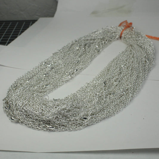 5 pcs of Ready to wear Silver Plated Cable Chain Necklace with Lobster Clasp - 24inch(60cm) - NEC07S-24