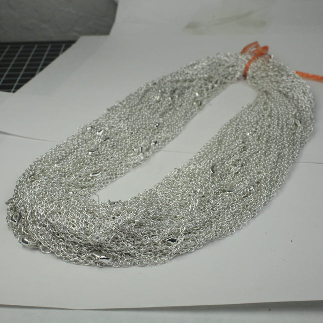 5 pcs of Ready to wear Silver Plated Cable Chain Necklace with Lobster Clasp - 24inch(60cm) - NEC07S-24