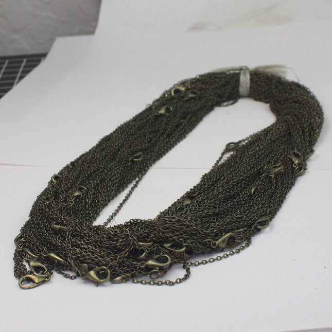 Antique Brass Chain, 5 pcs of Ready to wear Antique Bronze SOLDERED Cable Chain Necklace with Lobster Clasp - 20inch(52cm) - NEC245S-20