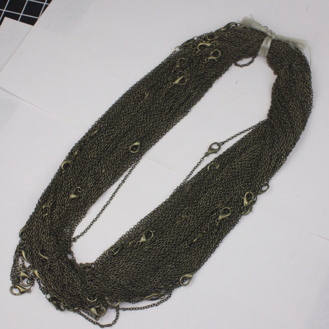 Antique Brass Chain, 5 pcs of Ready to wear Antique Bronze SOLDERED Cable Chain Necklace with Lobster Clasp - 20inch(52cm) - NEC245S-20