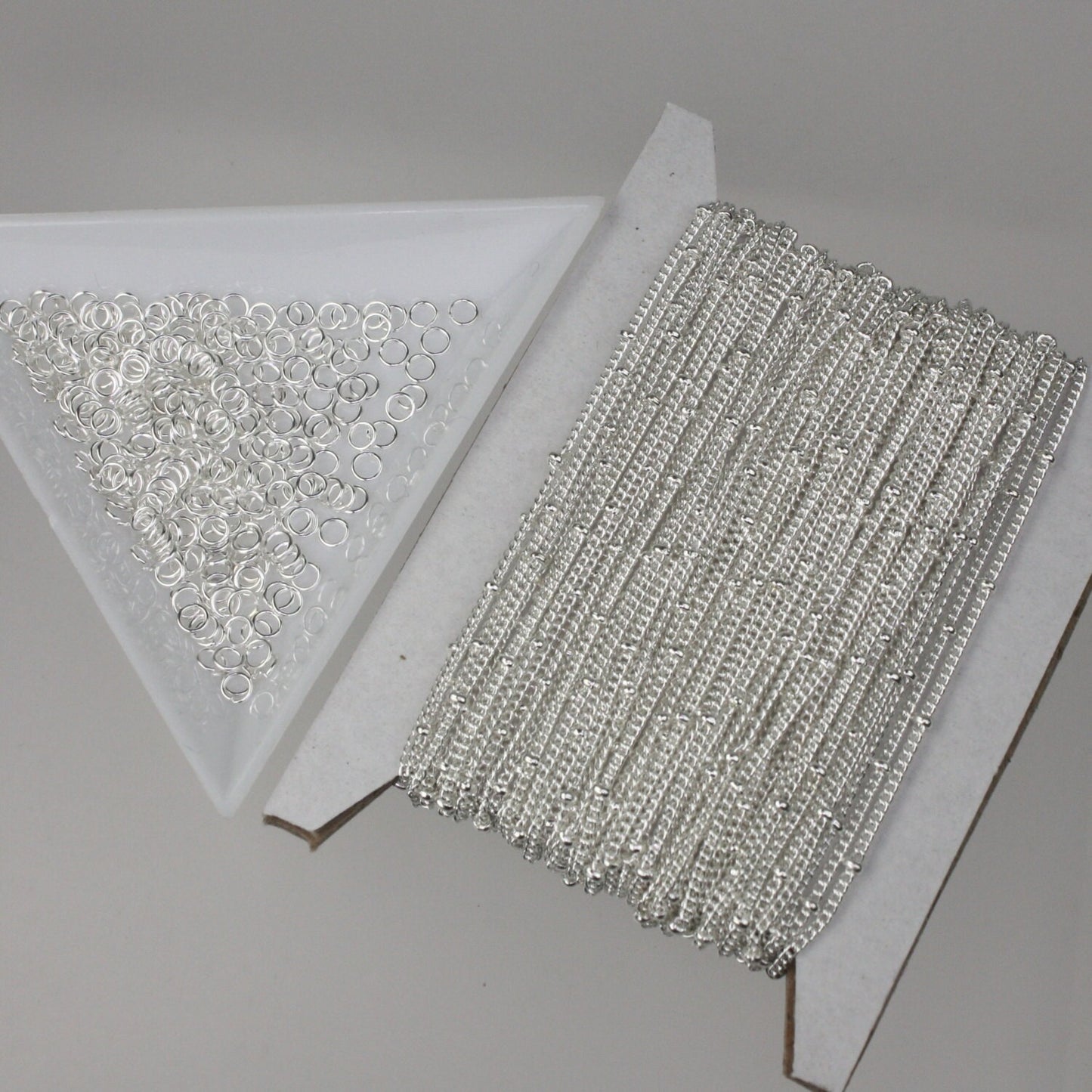 Sample 3 ft spool of Silver Plated SOLDERED BALL Curb Chain - 1.6mm Link - with   Jumpring(10pcs) and Lobster (2pcs) - 1.6SAT