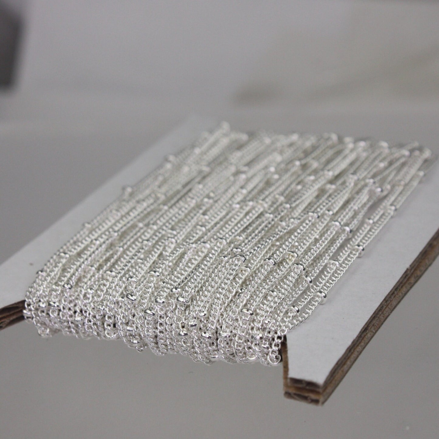 Sample 3 ft spool of Silver Plated SOLDERED BALL Curb Chain - 1.6mm Link - with   Jumpring(10pcs) and Lobster (2pcs) - 1.6SAT