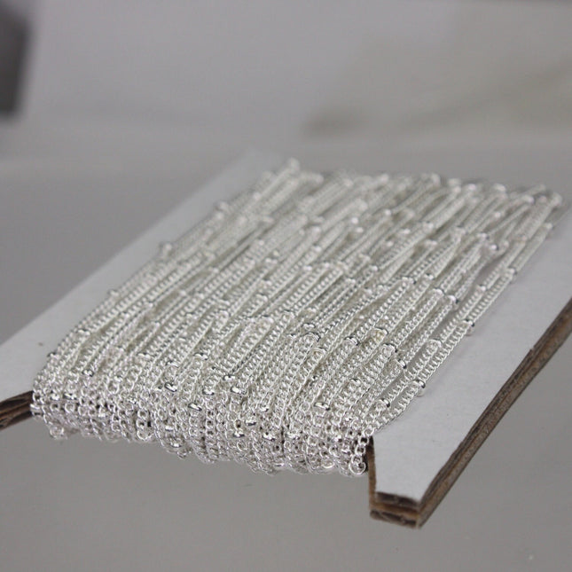 Sample 3 ft spool of Silver Plated SOLDERED BALL Curb Chain - 1.6mm Link - with   Jumpring(10pcs) and Lobster (2pcs) - 1.6SAT