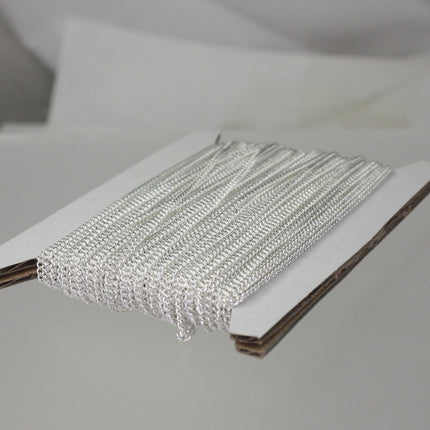 Sample 3 ft spool of Silver Plated SOLDERED Curb Chain - 1.6mm SOLDERED Link - with Matching Jumpring(10pcs) and Lobster (2pcs) - 1.6S
