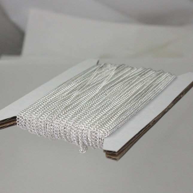 32 ft Sterling Silver Plated Solder Curb Chain - 1.6mm SOLDERED Link - Free Matching Jumpring (50pcs) - 1.6S