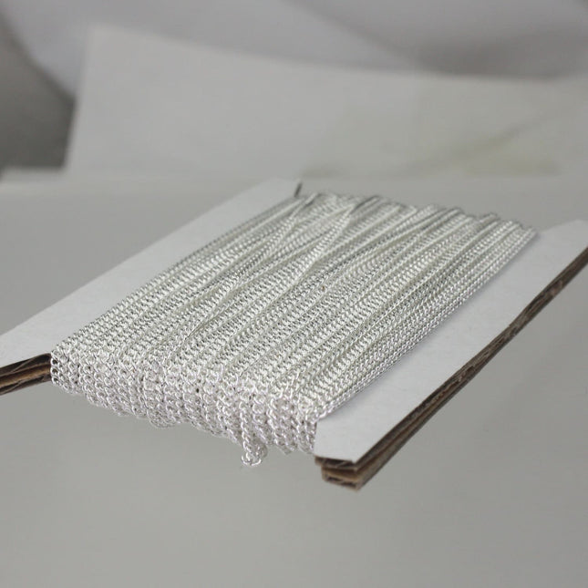 10 ft Sterling Silver Plated Solder Curb Chain - 1.6mm SOLDERED Link - Free Matching Jumpring (10pcs) - 1.6S