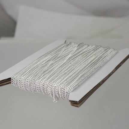 32 feet Sterling Silver Plated Solder Curb Chain - 1.6mm SOLDERED Link - Free Matching Jumpring (50pcs) - 1.6S