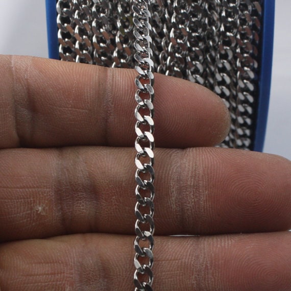 3 ft of Surgical Stainless Steel Miami Cuban Curb Sturdy BIG Curb chain - 4.5mm width 16G Wire - ST45MCU