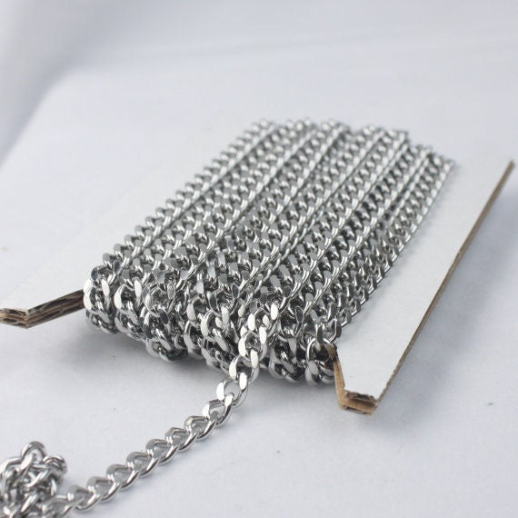 30 ft of Surgical Stainless Steel Miami Cuban Curb Sturdy BIG Curb chain - 4.5mm width 16G Wire - ST45MCU
