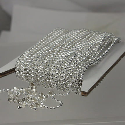 Sterling Silver Plated Chain Bulk, 12 ft. spool of ROUND BALL chain  - 2.4mm ball size - w/ FREE 10pcs Connectors (Insert)  - 24BALL