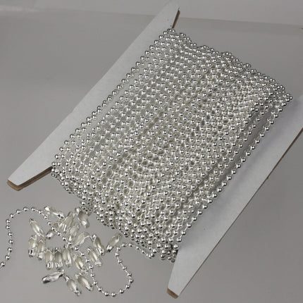 100 Feet Sterling Silver Plated Chain Bulk - 2.4mm Ball Chain - ROUND BALL chain - w/ FREE 100pcs Connectors (Insert) - 24BALL