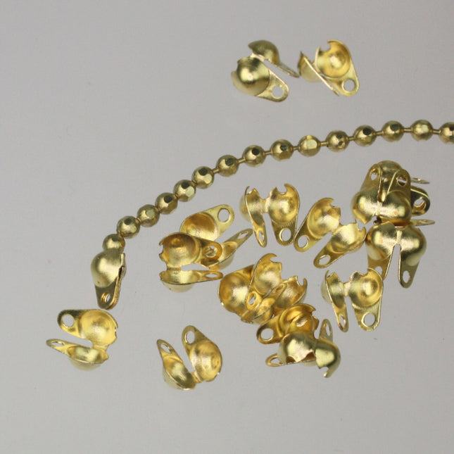 50 pcs of RAW Brass ball chain Crimp type connector for 2.4mm chain