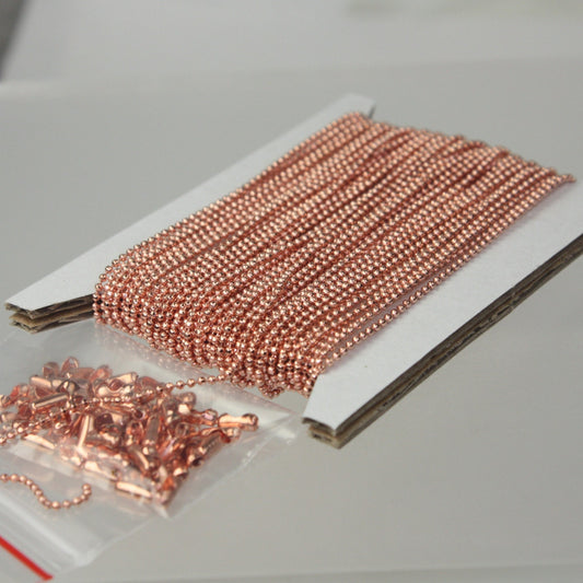 32 feet Copper Ball Chain of FACET micro ball chain bulk chain - 1.2mm ball w/ FREE 10 connectors (Insert) - 12DC