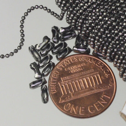 100pcs of Gunmetal ball chain connector for 1.5mm and 1.2mm chain - Insert Type - BALLCON15