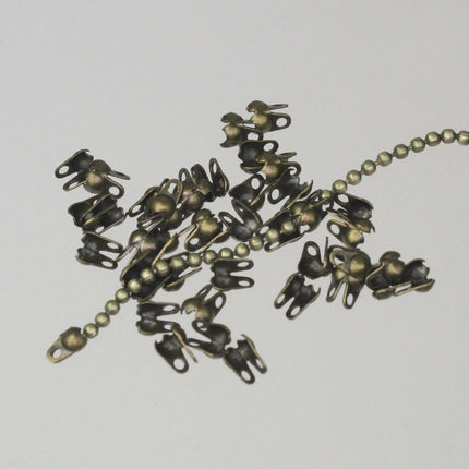 Antique Bronze Chain 10 feet BRASS Ball Chain ROUND micro ball chain - 1.2mm ball size w/ FREE 10 connectors (Crimp) - 12BALL