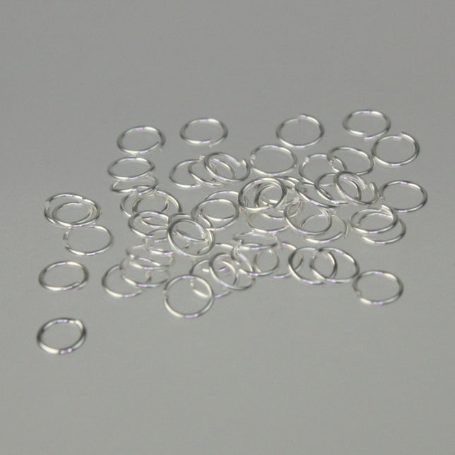4mm Jump Rings, 200 pcs of Sterling Silver Plated Jump Rings / Jumprings - 4mm 24 gauge 0.5mm Link Connector Open Jump Rings - 5x4mm