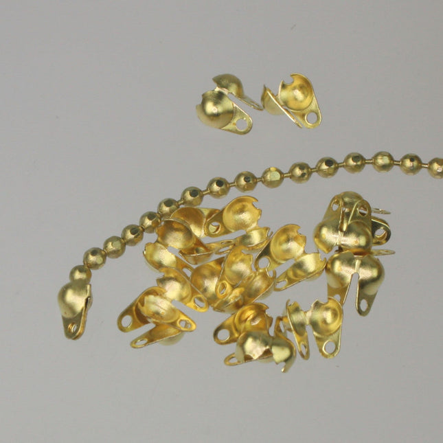 50 pcs of RAW Brass ball chain Crimp type connector for 2.4mm chain