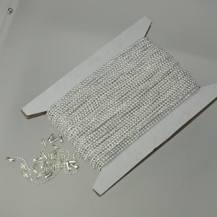 Sterling Silver Plated Ball Chain Bulk, 32 ft. spool of FACET micro ball chain - 1.2mm ball w/ FREE 10 connectors (Insert) - 12DC