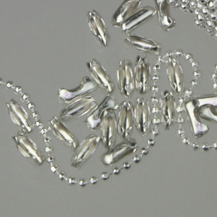 Sterling Silver Plated Ball Chain Bulk, 32 ft. spool of FACET micro ball chain - 1.2mm ball w/ FREE 10 connectors (Insert) - 12DC