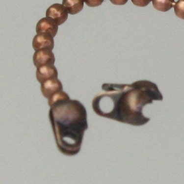 100pcs of Antique Copper Plated ball chain connector for ONLY 1.2mm chain (Crimp type)