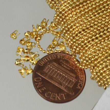 100pcs of Gold Plated ball chain connector for ONLY 1.2mm chain (Crimp type)