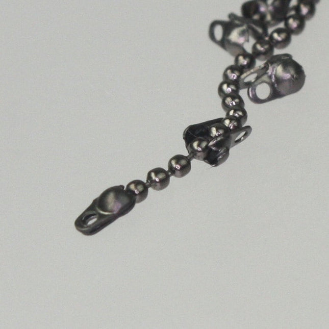 100pcs of Gunmetal Plated ball chain connector for ONLY 1.2mm chain (Crimp type)